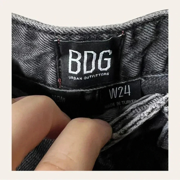 0344W. BDG URBAN OUTFITTERS MOM DENIM‎ JEANS BLACK IN COLOR SIZE 24 - Picture 5 of 9